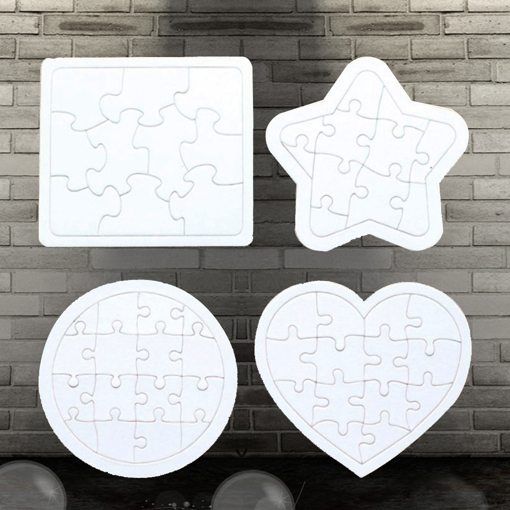 Puzzle Blank White - 4Pcs Puzzle Jigsaw Kosong Alat Belajar