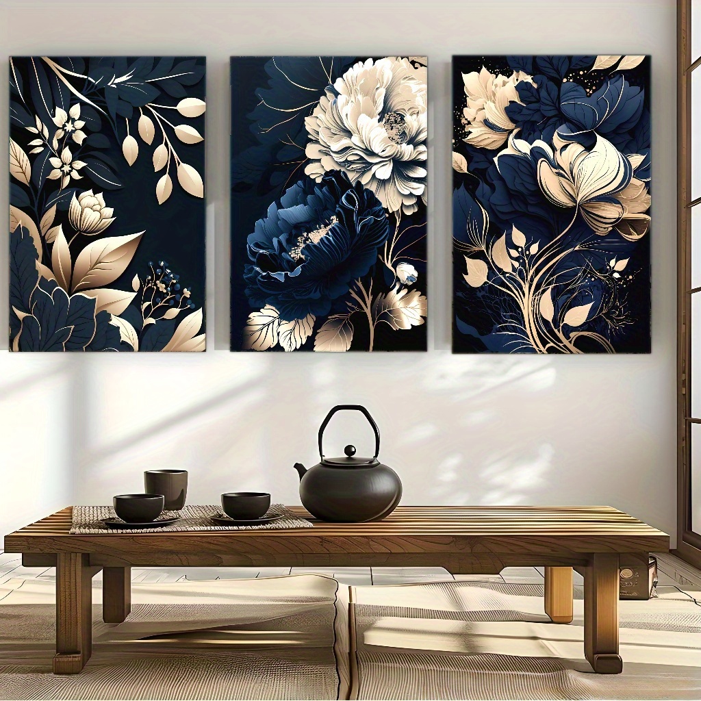 3pcs Set Lukisan Kanvas Bunga  - Canvas Wrap Ready ulasan dan harga